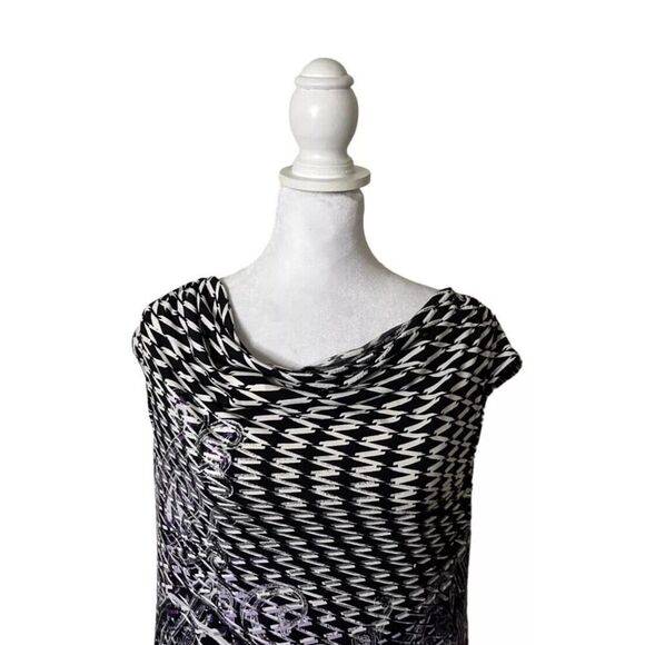White House Black Market Cowl Neck Tunic Style Patterned Dress Designer US XS - Picture 2 of 8